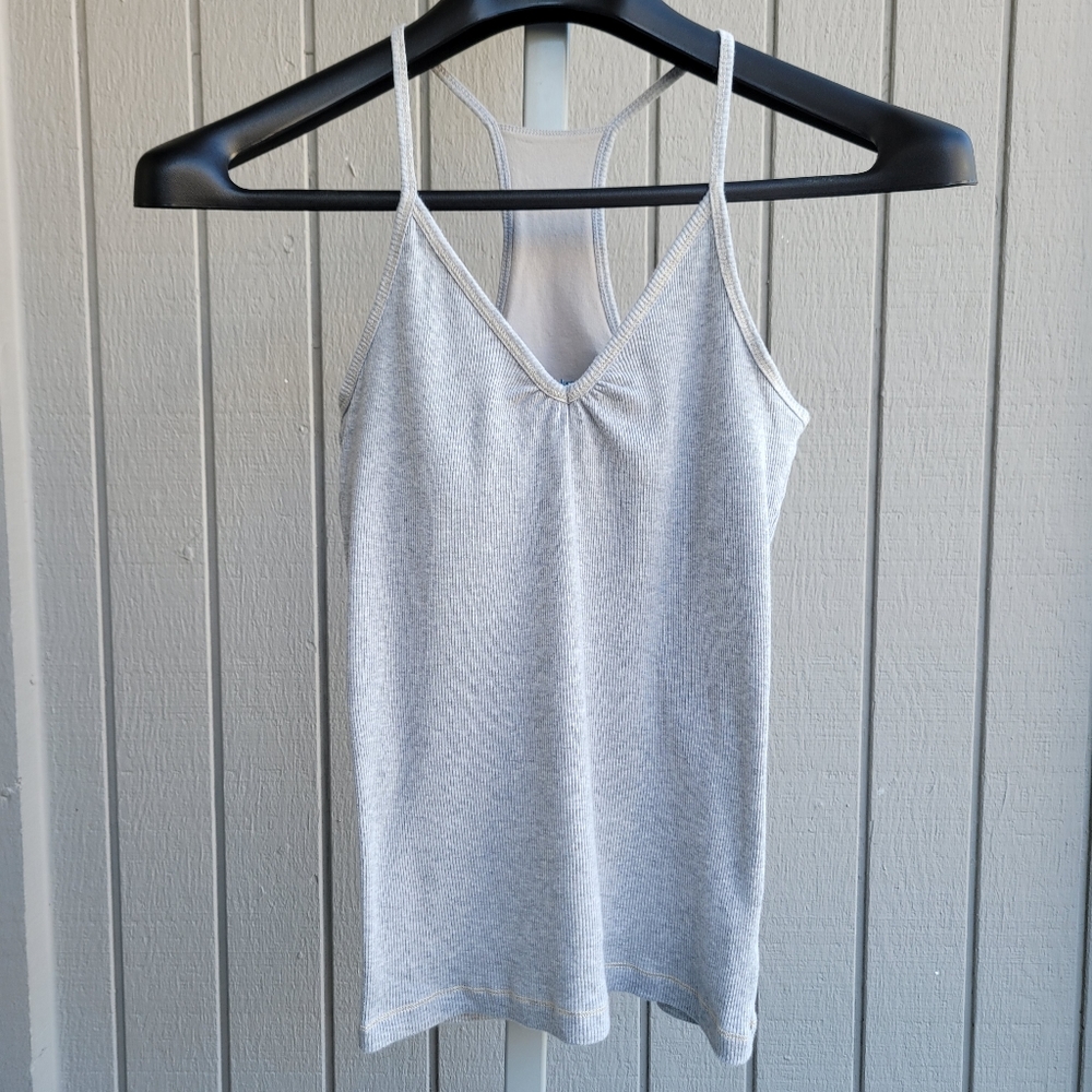 Victoria's Secret Built-in-Bra Cotton Stretch Ribbed Halter Tank Top Small grey - Picture 11 of 11